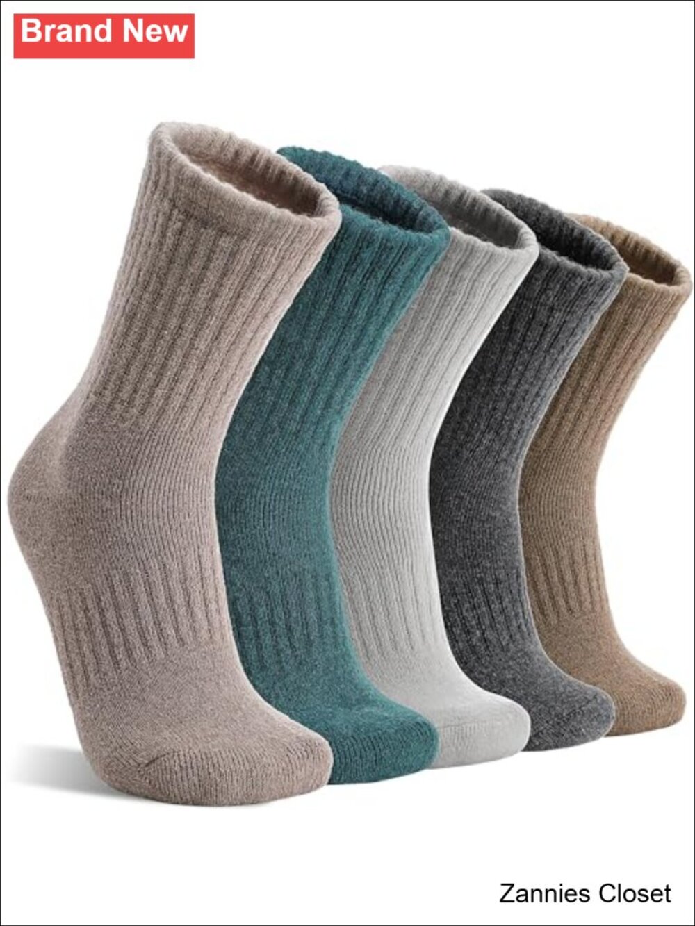✨ Merino Wool Blend Crew Socks 5 Pairs Womens Hiking Thermal Warm Winter Boot